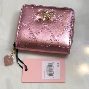 Juicy Couture Pink Metallic Good Times Babe Small Zip Around Bifold Wallet NWT